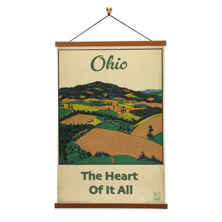 Vintage Banners - Wholesale Poster - Farmland Ohio The Heart of it All Vintage Travel Poster w/ Frame - Boho Farmhouse Home Decor