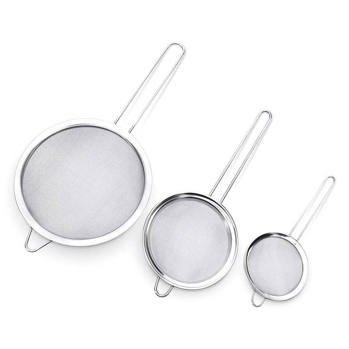 Diacly - Wholesale Cookware Set - 3 Different Size Stainless Steel Fine Mesh Strainer Set