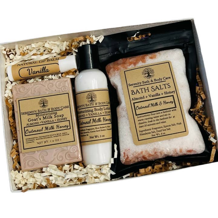 Oatmeal Milk Honey Gift Set| Gift for Women| Mother's Day for wholesale by Serenity Bath and Body Care