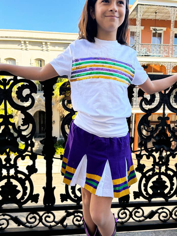 Camisa plisada Junior Knife, color morado para venta al por mayor de Mardi Gras Creations