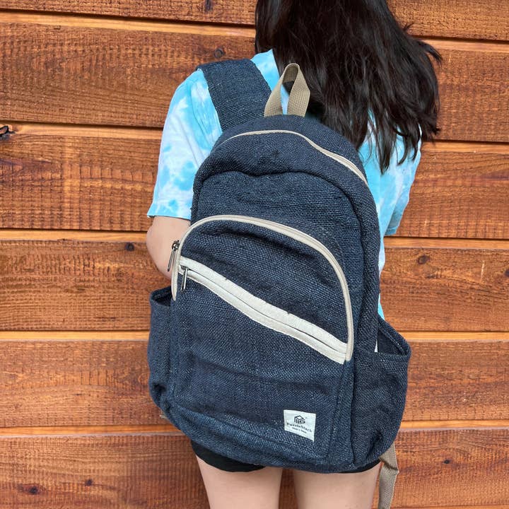 PuzzleStack – wholesale Backpack – Women's – Blue Kumari Pure Hemp Backpack10