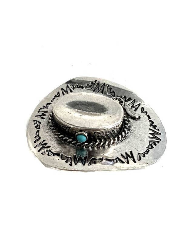 Snowing West bæltespænde med western cowboyhat og turkis sten for engroshandel hos Snowing West