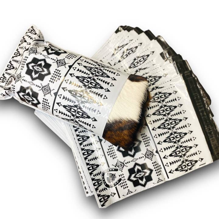 Western Linens - Wholesale Stapler - Black and White Western Poly Shipping Bag