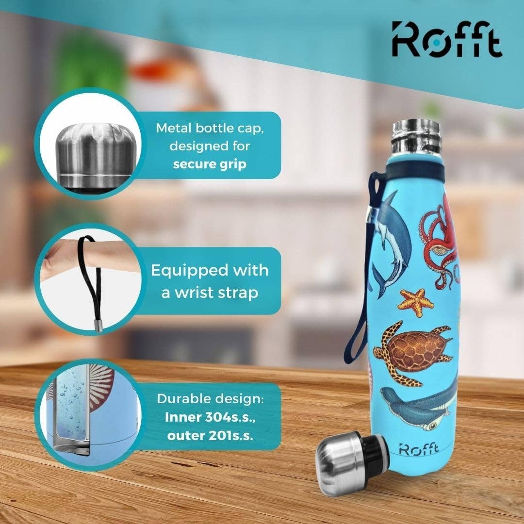 ROFFT USA LLC - Wholesale Water Bottle - 20 oz Insulated Water Bottle - Leak Proof, Stainless Steel, Thermo Bottle for Hot and Cold Drinks, Double Wall Insulation, Portable Water Flask for Travel, Outdoor11