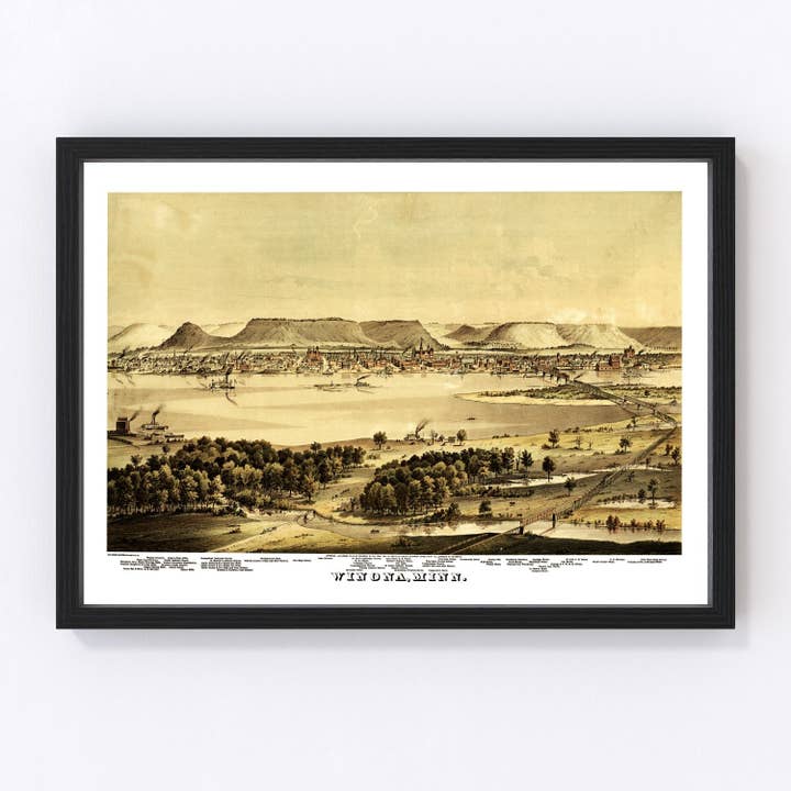 Ted's Vintage Art - Wholesale Map - Vintage Map of Winona, Minnesota 1874