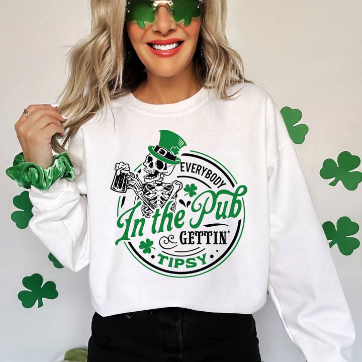 Everybody In The Pub Gettin' Tipsy Skeleton Crew Sweatshirt for wholesale by Peach Closet