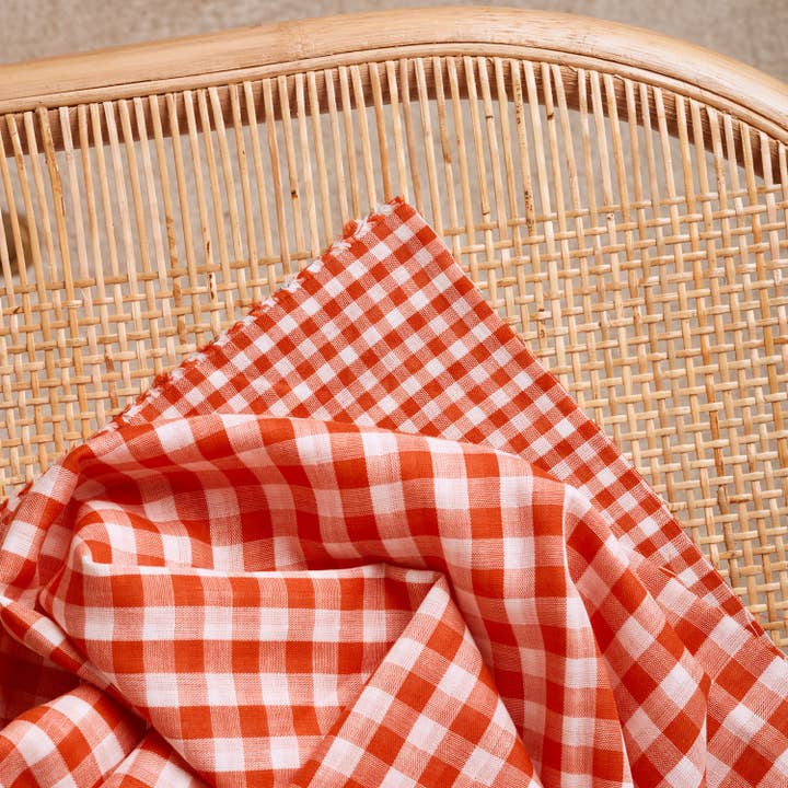 Gingham Off-White Tangerine Fabric for wholesale by Atelier Brunette - Fabrics & Sewing Patterns Shop