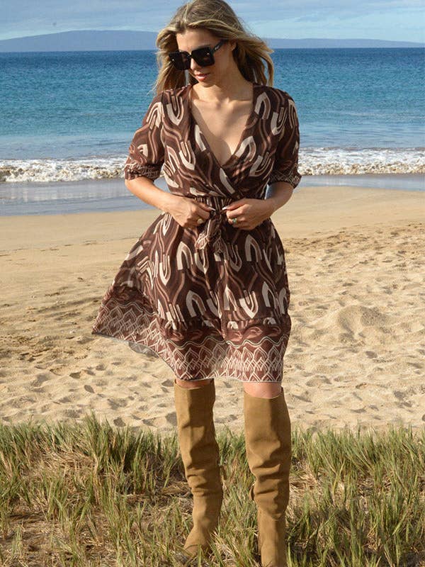 Ambiente - Wholesale Dress - Women's - V-NECK PRINT DRESS - D2023LA02410