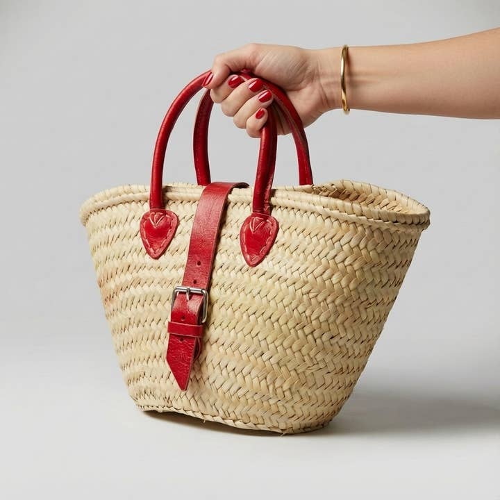 Melecraft - Vente Sac de plage - Sac en Paille Fait Main – Panier Français en Cuir26