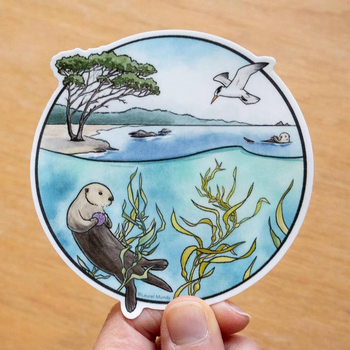 Kelpwoud-ecosysteem 3,5" vinylsticker voor wholesale door Laurel Mundy Illustration