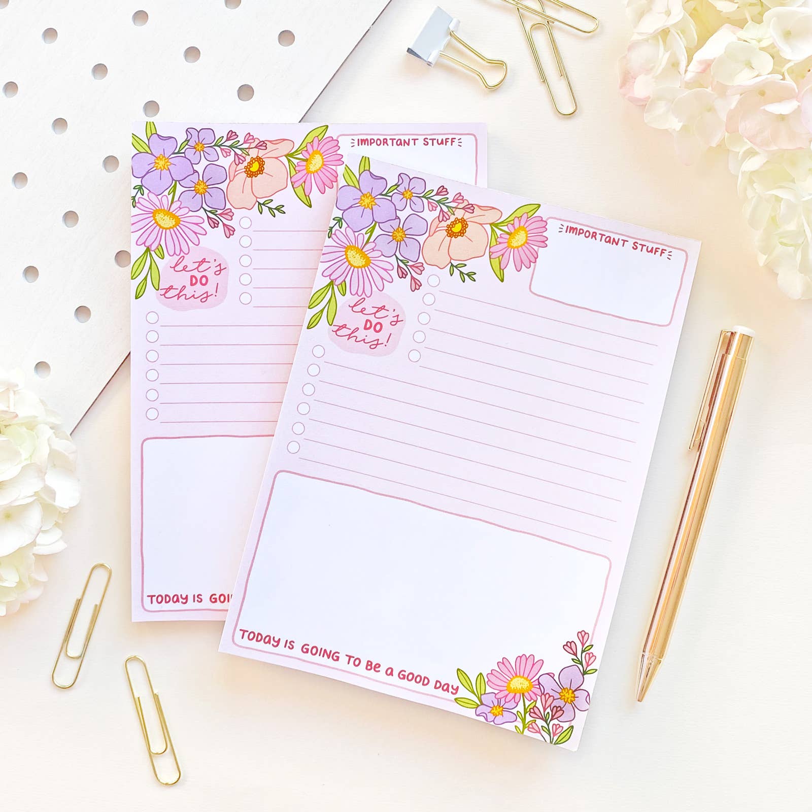 The Rosy Redhead - Wholesale Notepad - Pink Girly Cute Floral Encouragement 5" x 7" Lined Notepad2