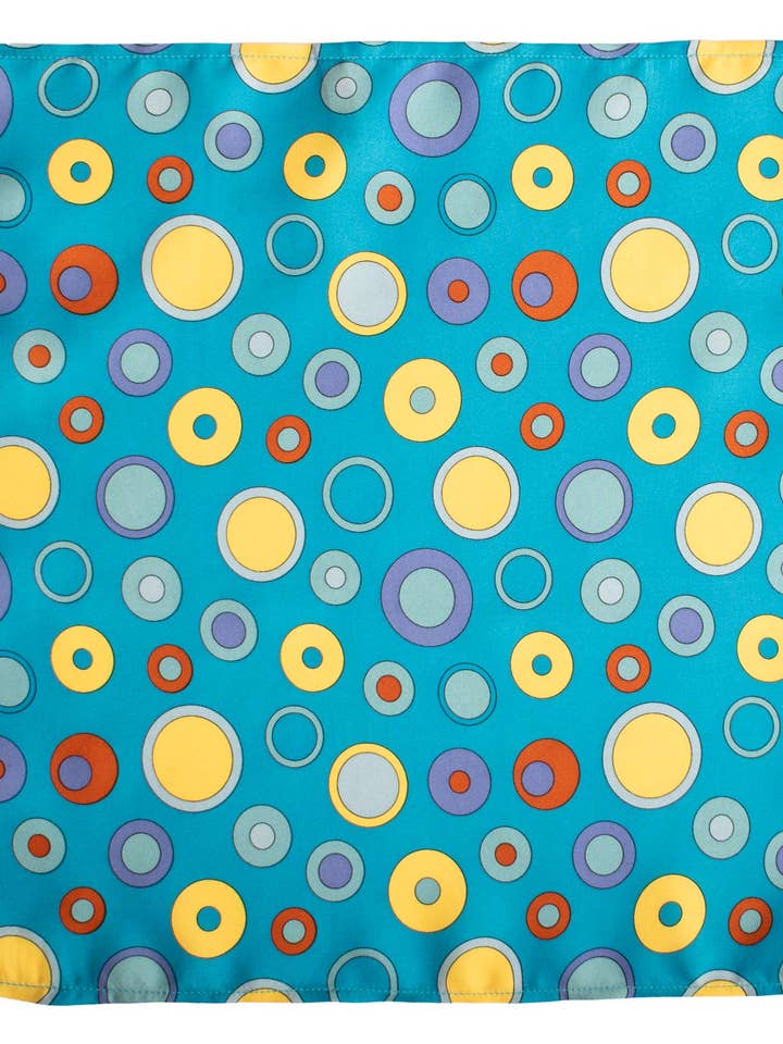 Vintage lommeklud i silke, turkis med multifarvet mønster POCV1057 for engroshandel hos Graffeo Cravatte