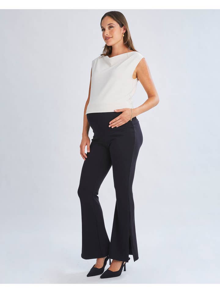 Angel Maternity – wholesale Byxor/Leggings - Mamma – Danna Mammabyxor Svarta Med Utsvängda Ben