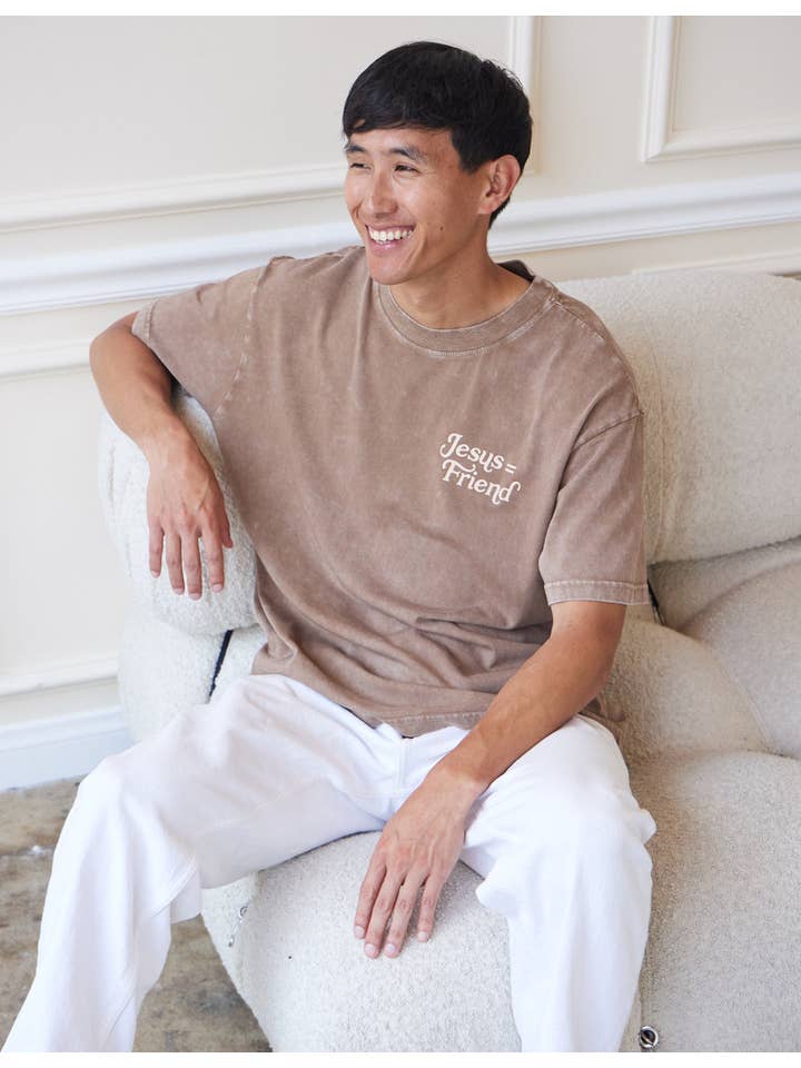 Elevated Faith - Wholesale Screen Printed T-Shirt - Unisex - What a Friend in Jesus Brown Unisex Tee