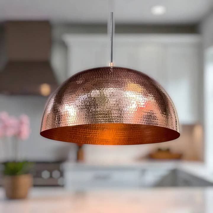 Solid Copper Dome Pendant Light for wholesale by AtlasPerles