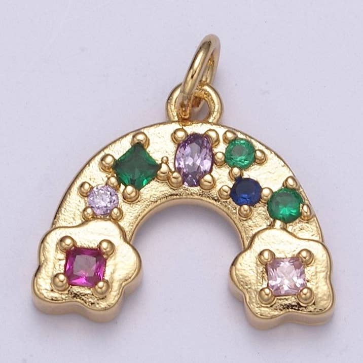 14K Gold Filled Multicolor CZ Rainbow Weather Add in Charm N-249 for wholesale by Aim Eternal