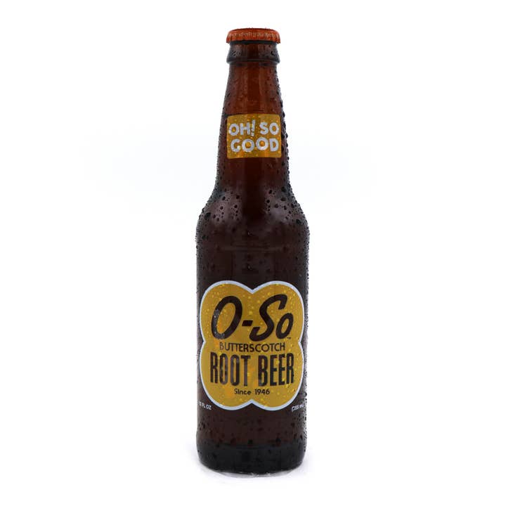 Grandpa Joe's Candy Shop – wholesale Soda/carbonated drink – O-So Butterscotch Root Beer Soda, 12oz Glass Bottle 12ct