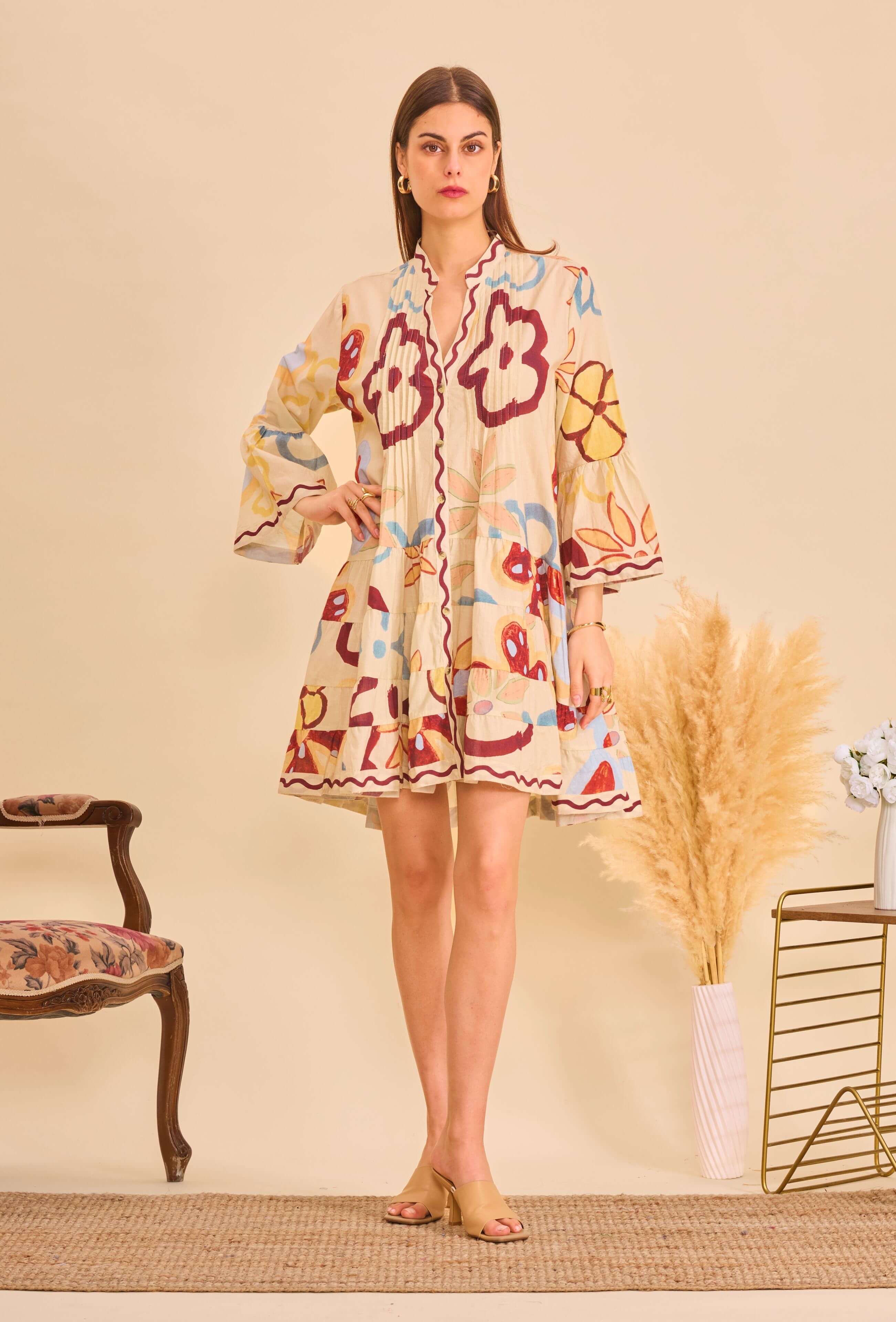 Beige short cotton dress - Orice for wholesale on Faire1