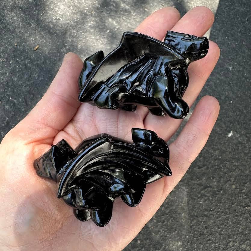 The Crystal Tabby - Wholesale Decorative Figurine - Small Obsidian Dragon - 1 piece 2