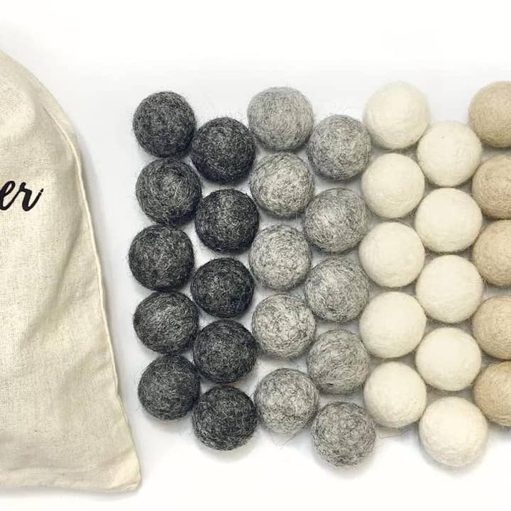 Wildflower by hu hands - Wholesale Craft Supplies - Weathered Naturals (50) Wool Felt Balls 1" Size1
