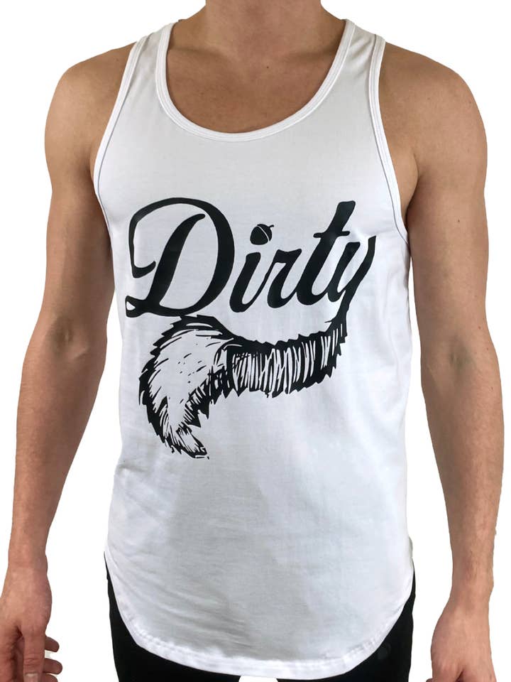 White Dirty Tank Top - Large Logo for wholesale by Dirt Squirrel Apparel