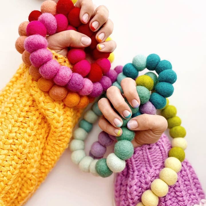 Rainbow Felt Ball Garland Collaboration with Kelsey Klos (@Kelseyklos) - Two Garland Options for wholesale by Pearl & Jane