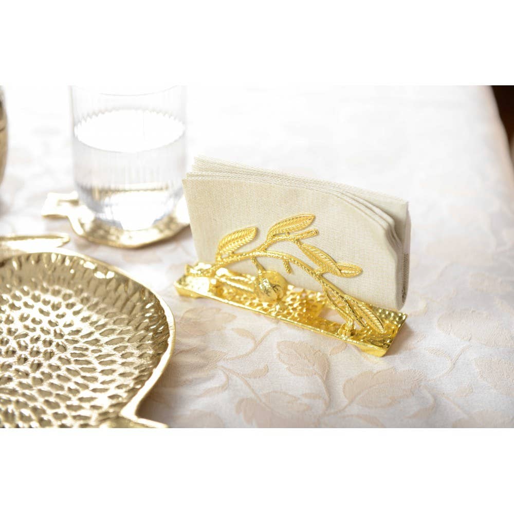 AULICA – wholesale Pappershandukshållare – Guldig servetthållare med granatäpple2