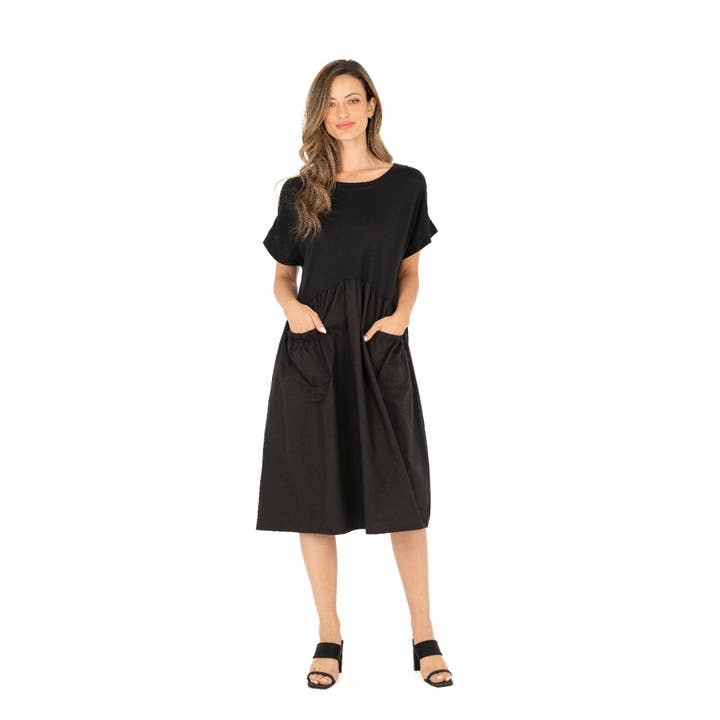 Women's Knit-Woven Combo Dress for wholesale by M Made In Italy