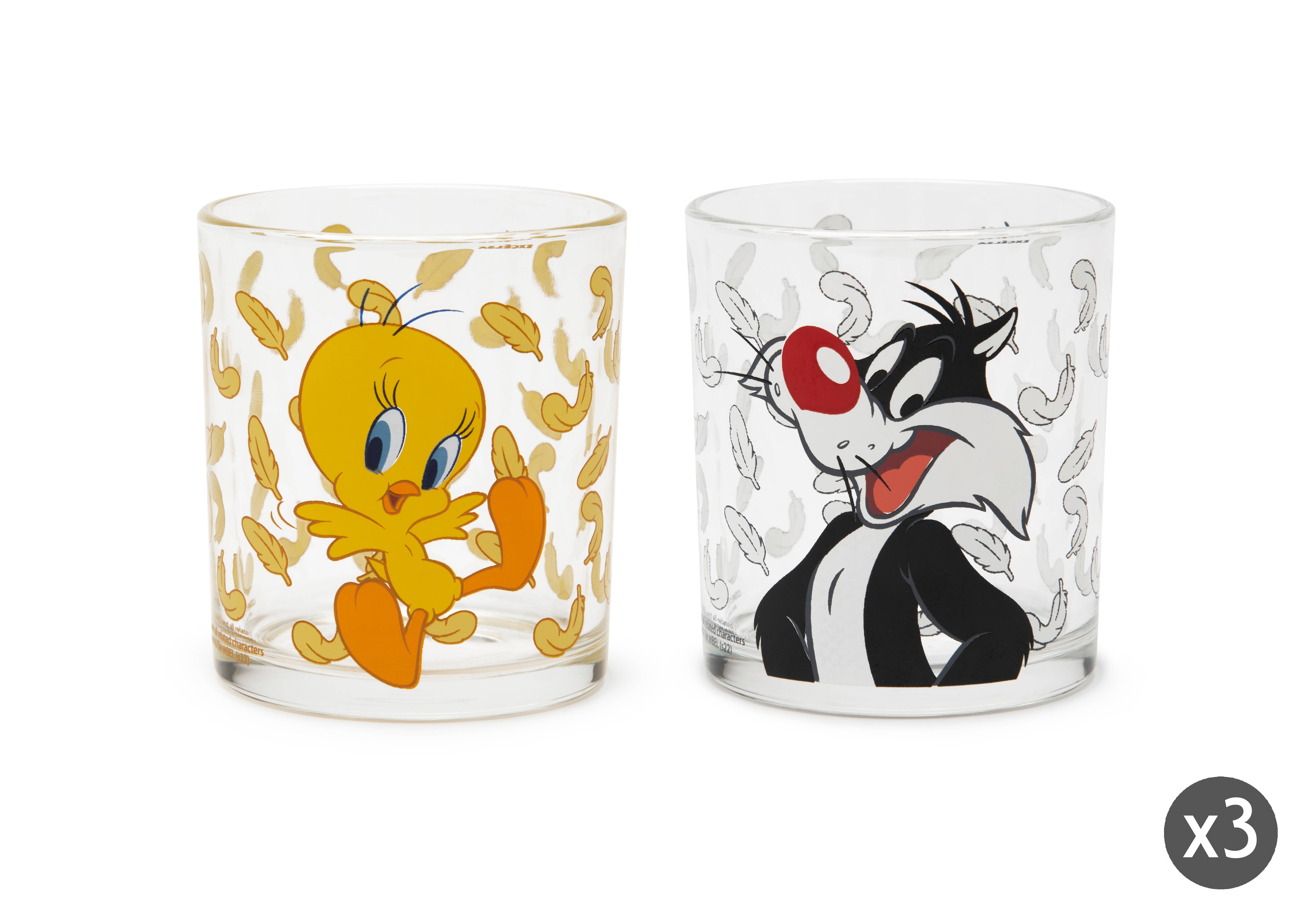 multicolour Set of 6 Tweety and Sylvester Glasses for wholesale on Faire0