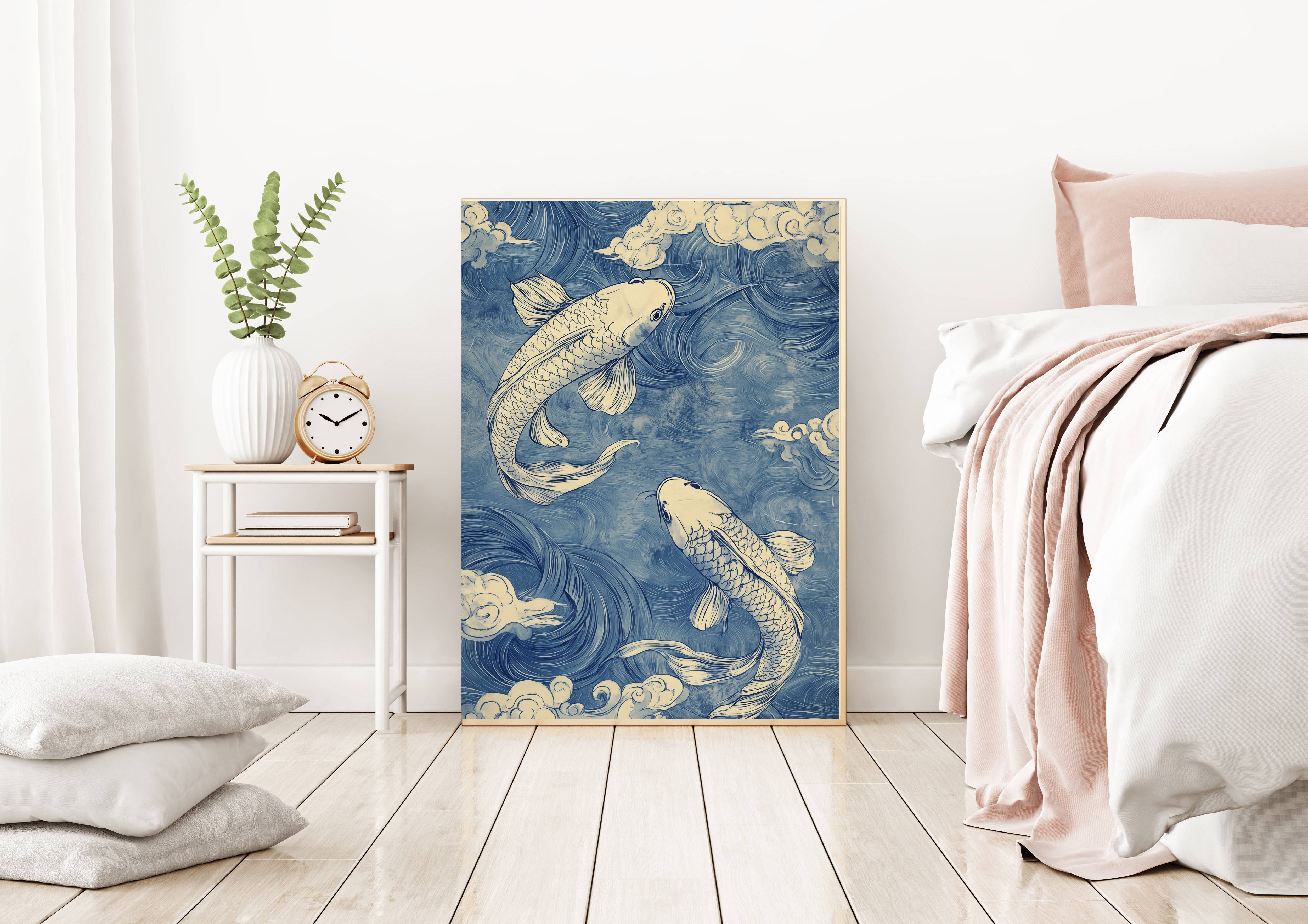 Kumo Art Prints - Venta al por mayor Ilustración - Impresión de Arte de Koi Azul Japonés2