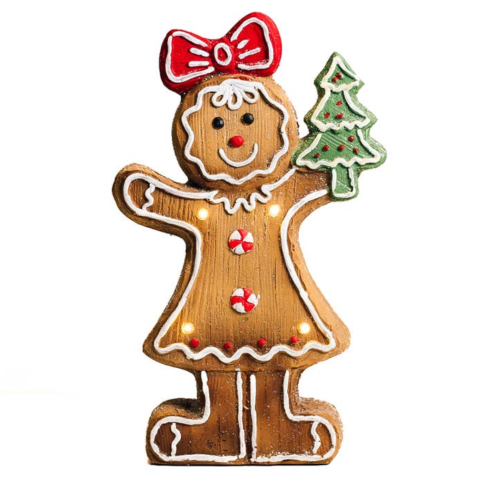 Figura de Mrs. Gingerbread con luces LED para venta al por mayor de A Cheerful Giver