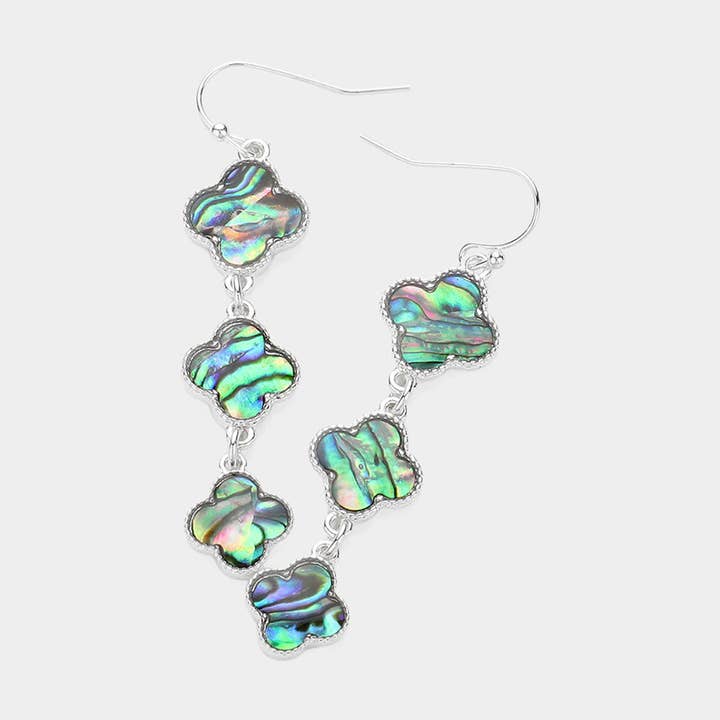 Abalone-Ohrhänger, vierflügelig, mit Gliedermotiv, aufklappbar für den Großhandel von Sensibling Corp.