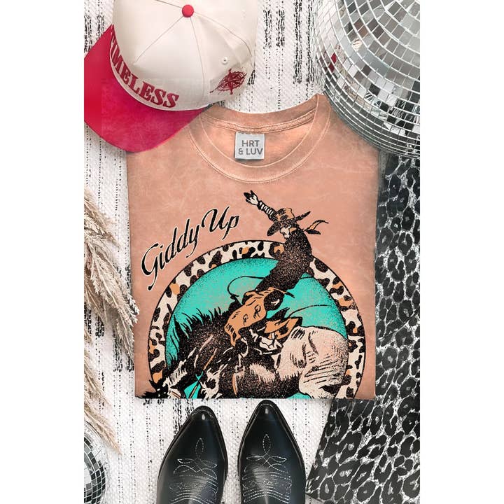 GIDDY UP COWBOY MINERAL GRAPHIC TEE for wholesale by HRTandLUV
