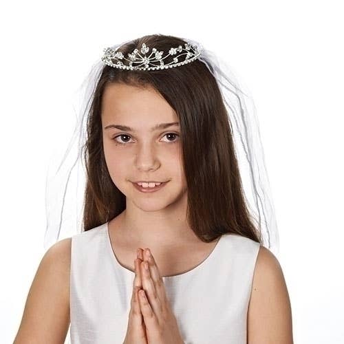Roman - Wholesale Decorative Tabletop Object - 26"L Hannah Rhimestone Tiara Communion Veil