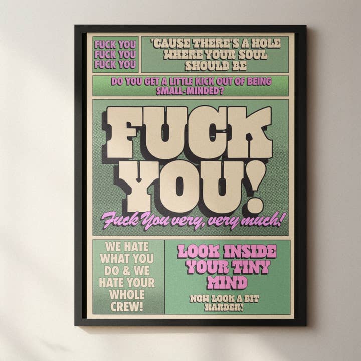 F***k you Music Inspired print for wholesale by Blue Iris Designs Co