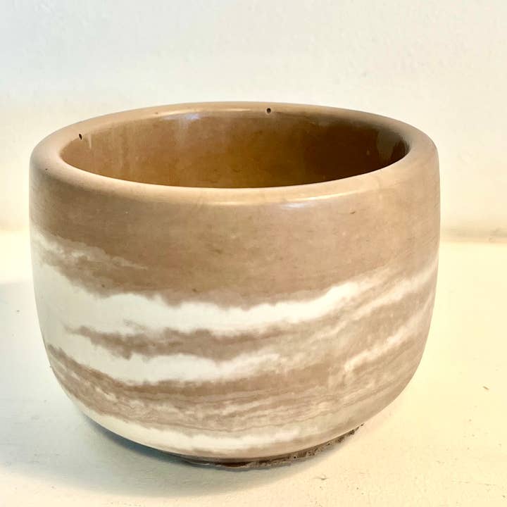 Bumblebee Candle Co. - Wholesale Candle Holder - Brown Marbled Concrete Vessel - 8 oz4