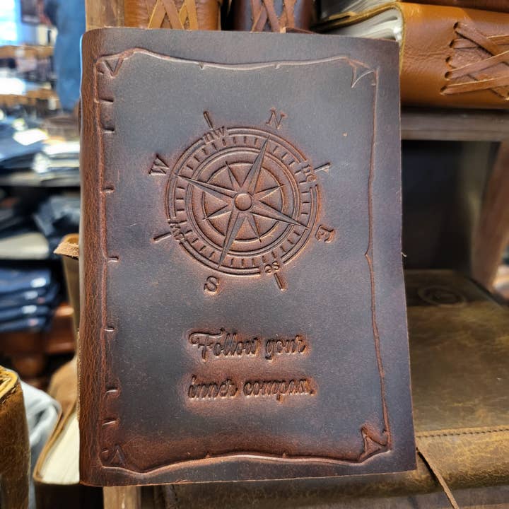 Men's Gifts Australia - Wholesale Journal/diary - Leather Journal-Compass-5x73