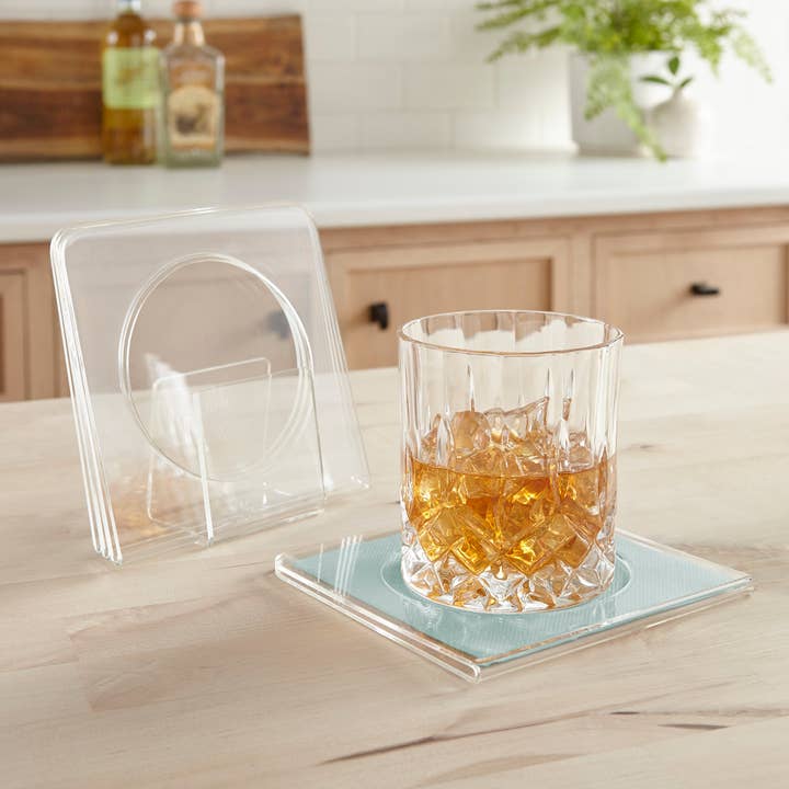 Huang Acrylic - Wholesale Coasters - Single Fold Cocktail Napkin Coaster W/ Stand (4/Set)