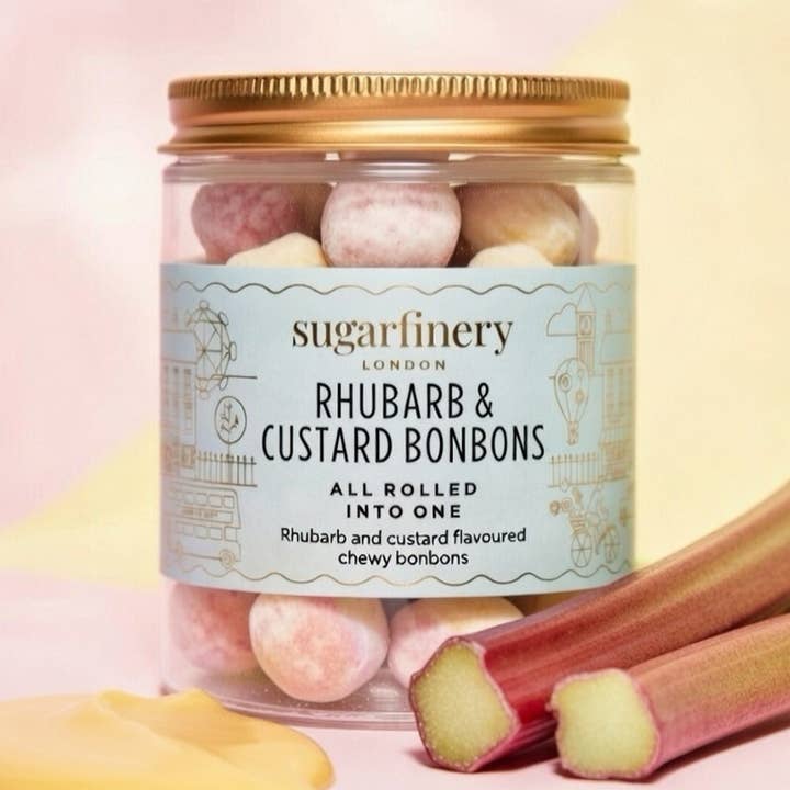 sugarfinery limited – Großhandel Weingummi – Pretty Posh Treats Rhabarber & Vanillepudding Bonbons Süßes Glas0