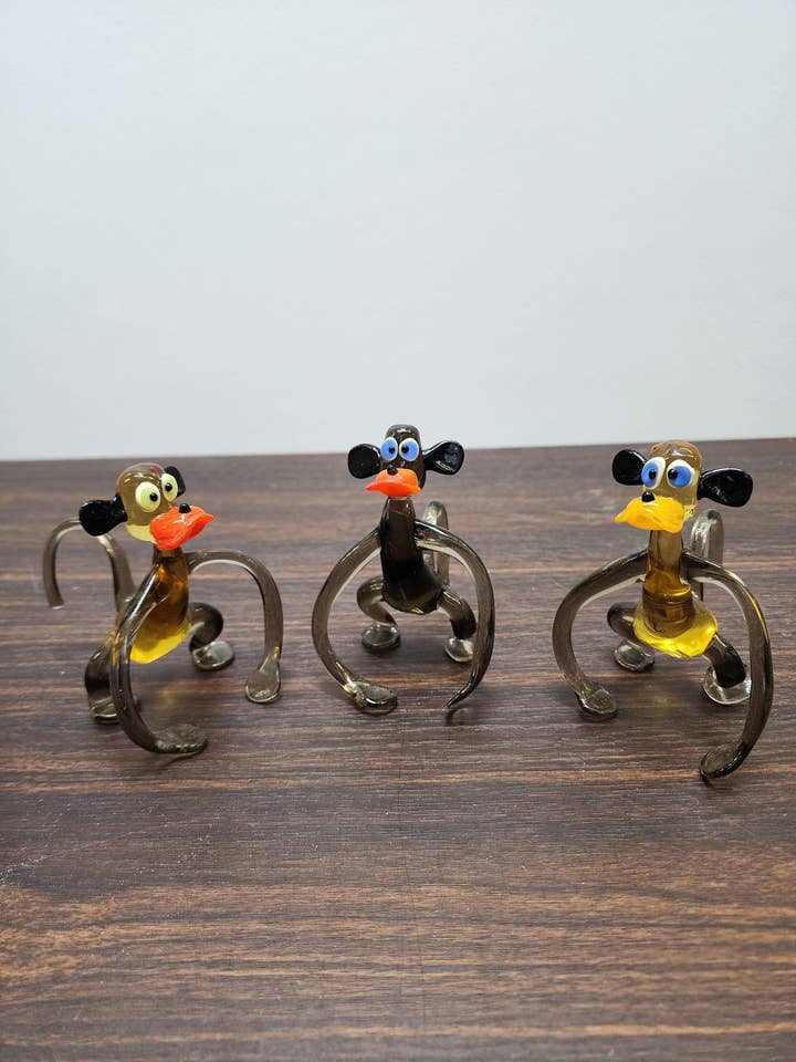 Naturally Colored Glass Figurine - Handcrafted - Gorilla Design for wholesale by Glass by Iness