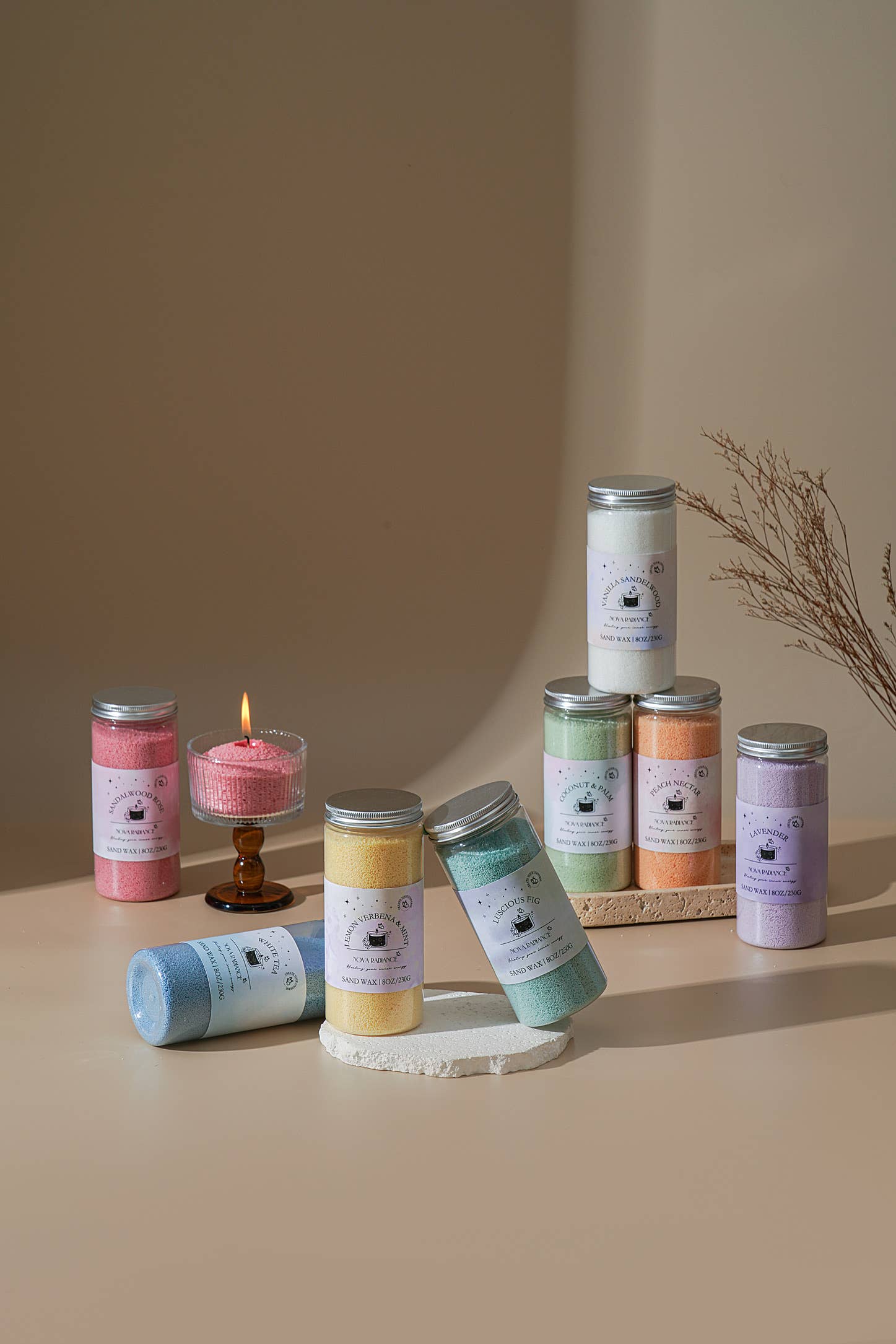 Nova Radiance Co. – Engroshandel Smeltevoks – Sandwax Lys Refill (8,0 oz) | Vanilje Sandeltræ3