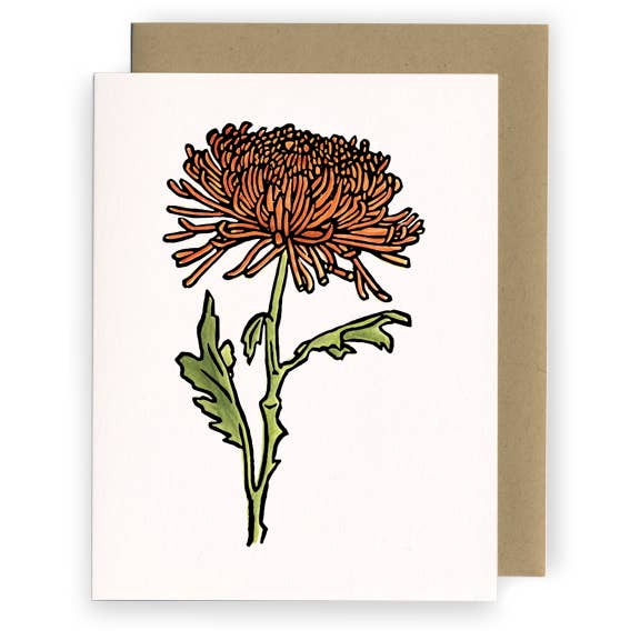 11-Chrysanthemum Födelsemånad Blomma BOKTRYCKSKORT för wholesale av Lynn-oleum