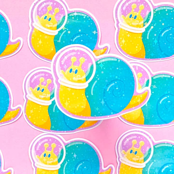 Space Snail Vinyl Sticker: Cottagecore Sci-Fi Design for wholesale by Ham Eye Am