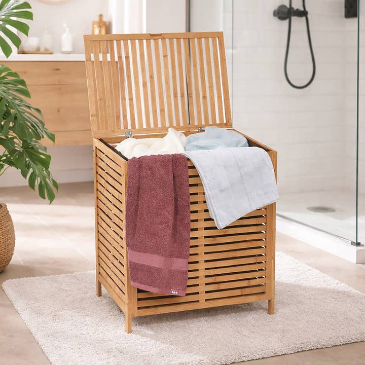 Bamboo Laundry Hamper with Lid – Large Basket for wholesale by Evideco French Home Goods