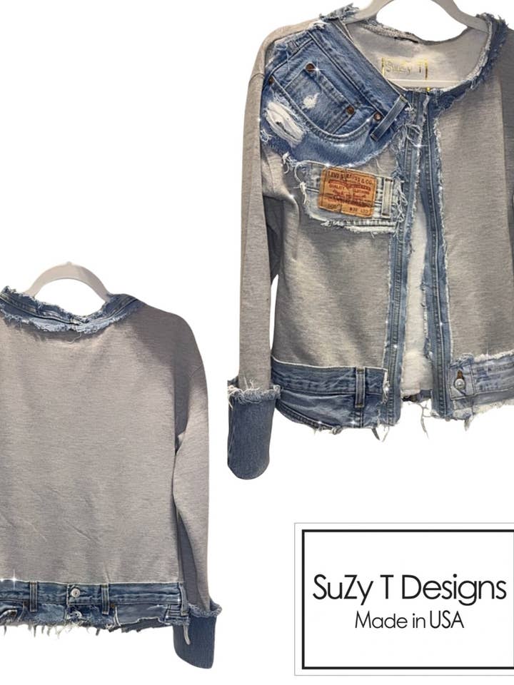 Fabulous Fleece & Vintage Cardigan---A Work of ART! for wholesale by Suzy T Designs