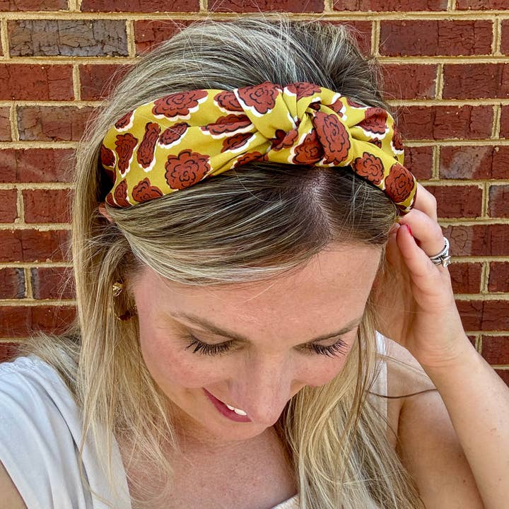 Gray Bird Label - Wholesale Fashion Headband - Women's - Classic Knot Satin Headband | Maximalist Retro Floral Boho Print