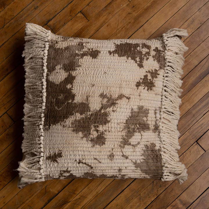 Flora Fringed Pillow - Walnut for wholesale by Mangata