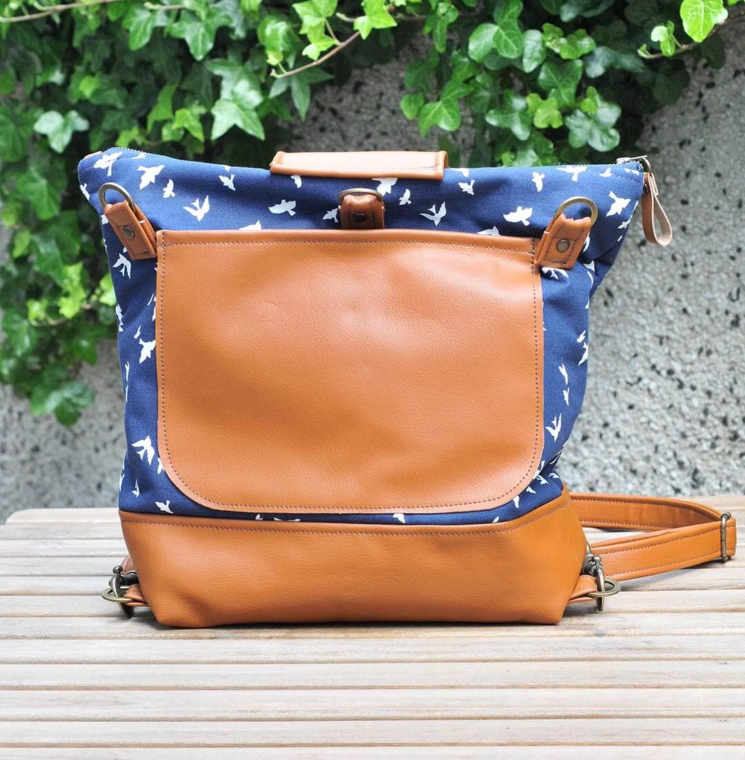 Lauren Holloway - Wholesale Backpack - Women's - Willow Convertible Backpack - Navy Bird6