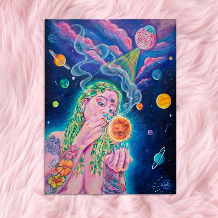 Stoner Painting | Ganja Goddess Art Print | 420 Friendly for wholesale by Chelzart