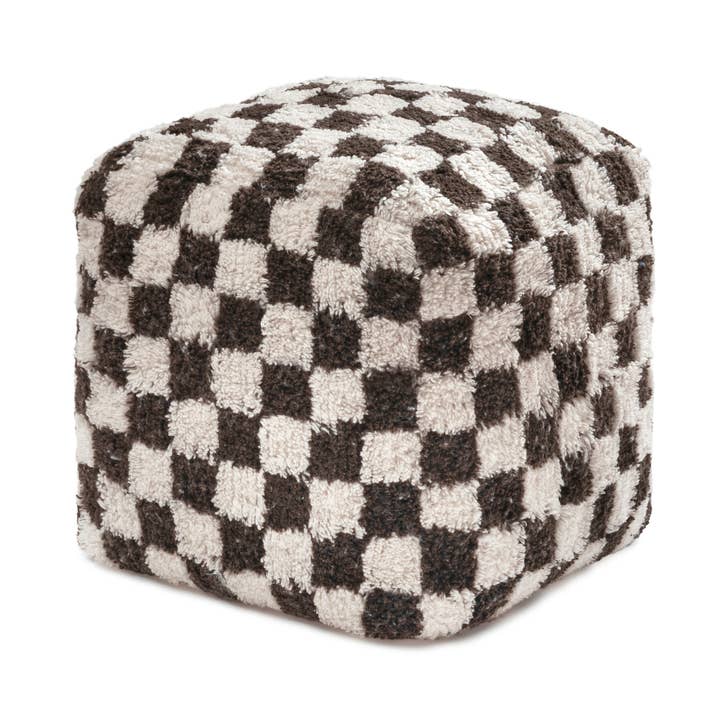 Tinsley Pouf - Chocolate Ivory for wholesale by Anji Mountain